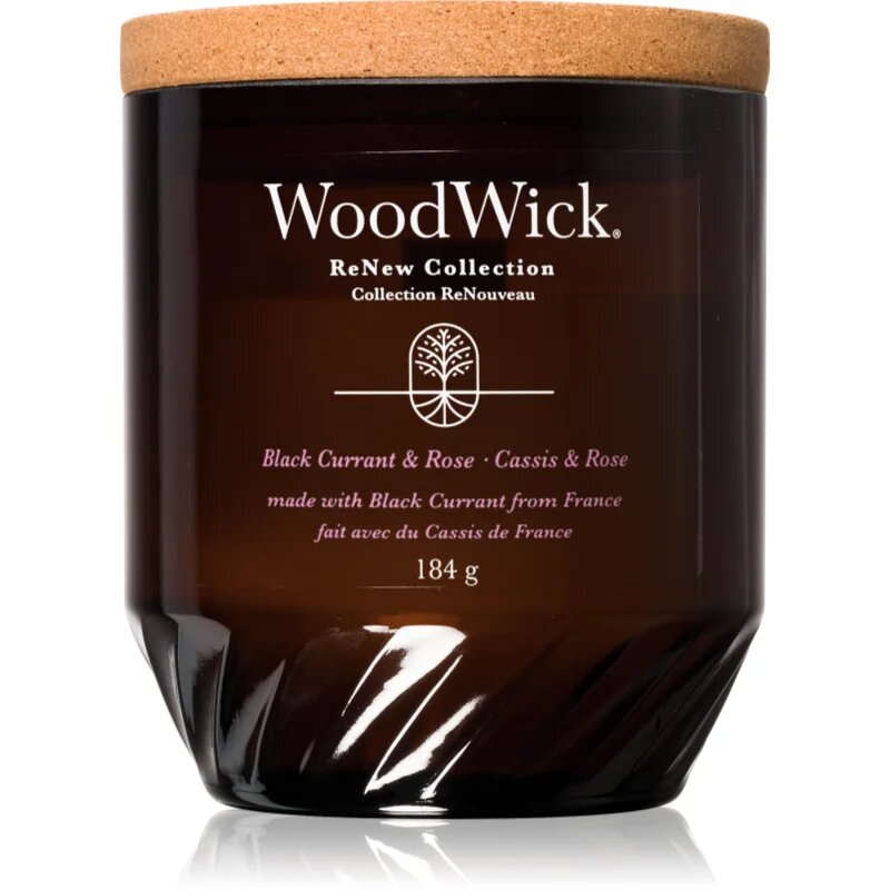 Woodwick Black Currant & Rose dišeča sveča 184 g