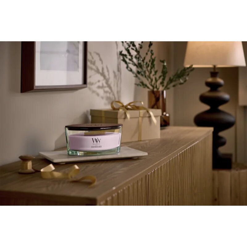 Woodwick Cherry Blossom & Vanilla dišeča sveča z lesenim stenjem 453.6 g
