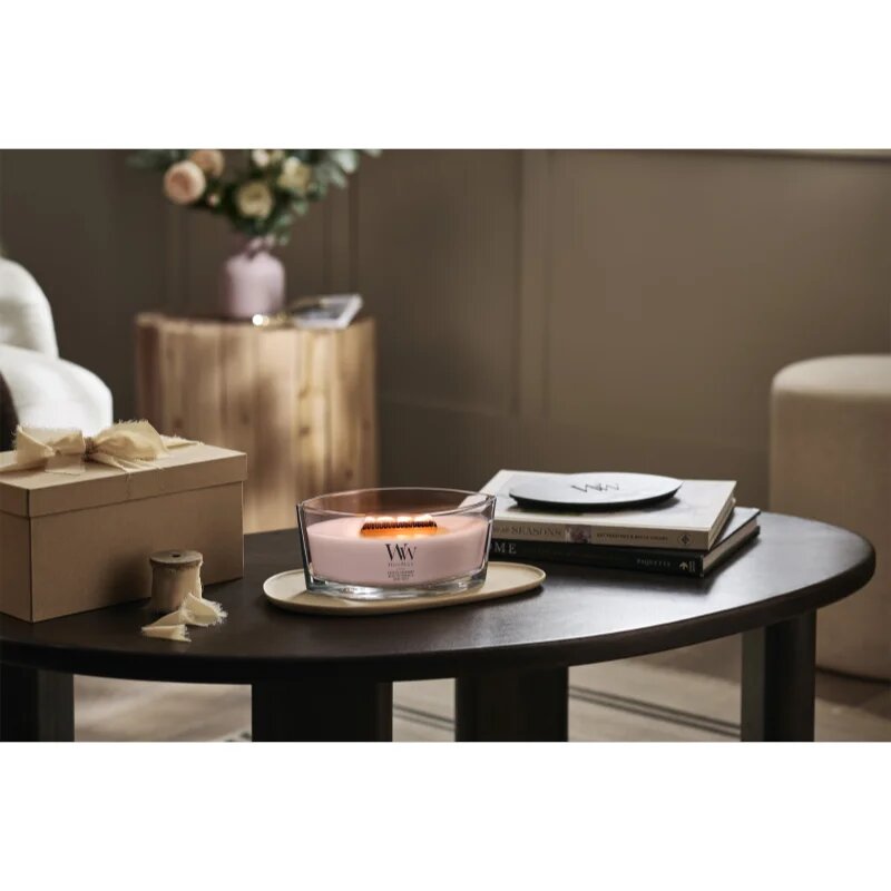 Woodwick Coastal Sunberry dišeča sveča z lesenim stenjem 453.6 g