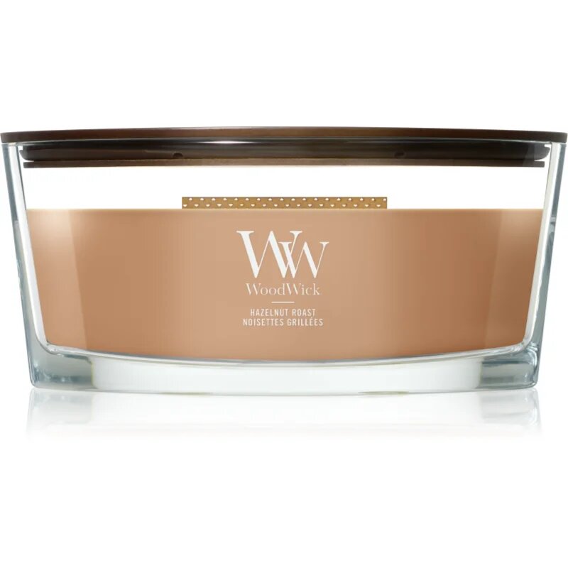 Woodwick Hazelnut Roast dišeča sveča z lesenim stenjem 453.6 g