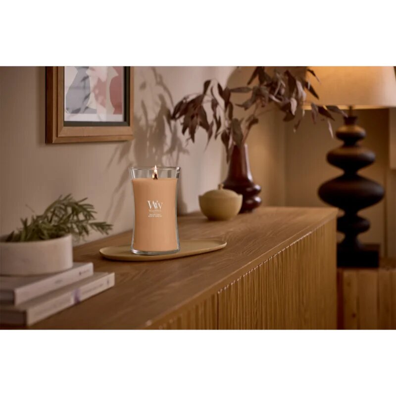 Woodwick Hazelnut Roast dišeča sveča z lesenim stenjem 610 g