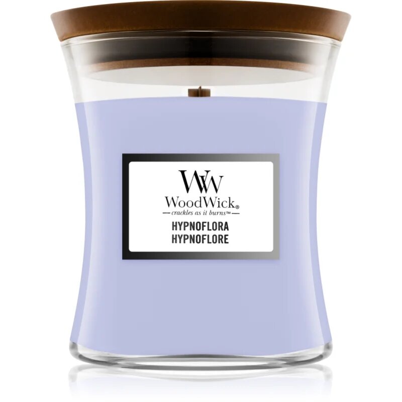 Woodwick Hypnoflora dišeča sveča z lesenim stenjem 275 g