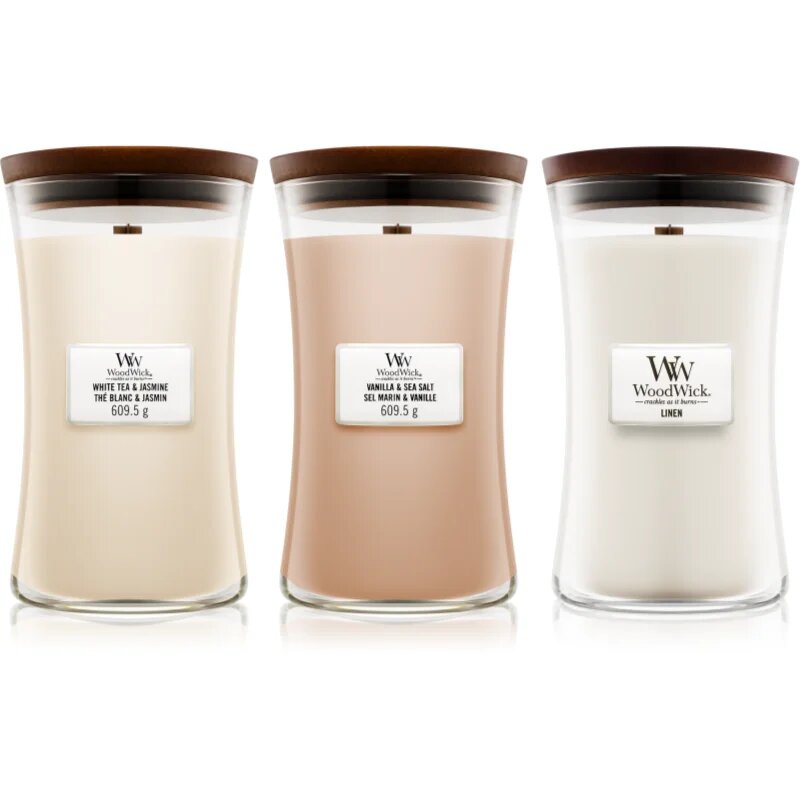 Woodwick Linen Tea & Sea Salt set darilni set