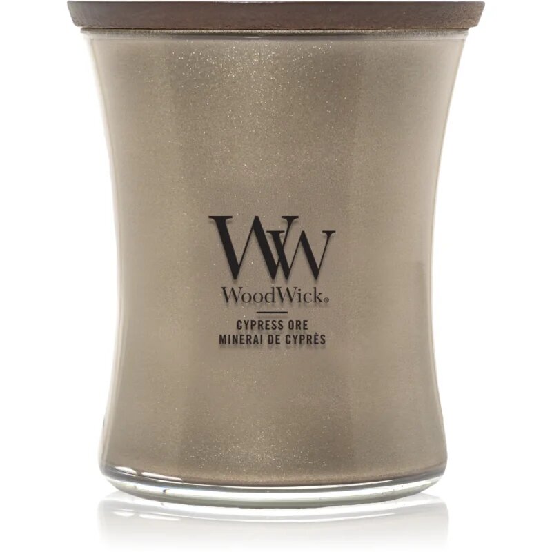 Woodwick Precious Metals Cypress Ore dišeča sveča 275 g