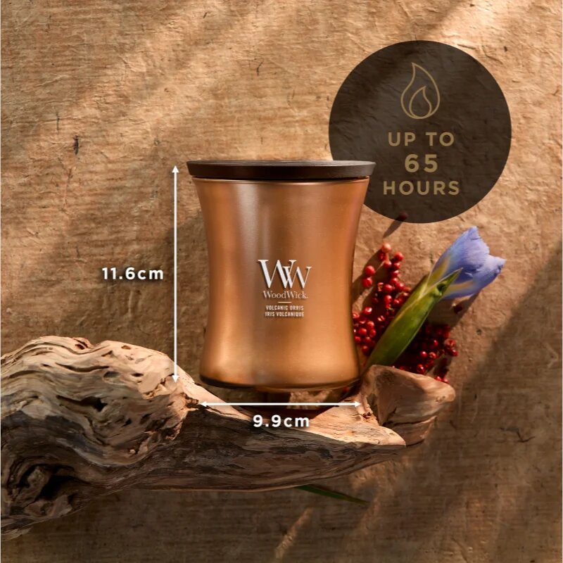 Woodwick Precious Metals Volkanic Orris dišeča sveča 275 g