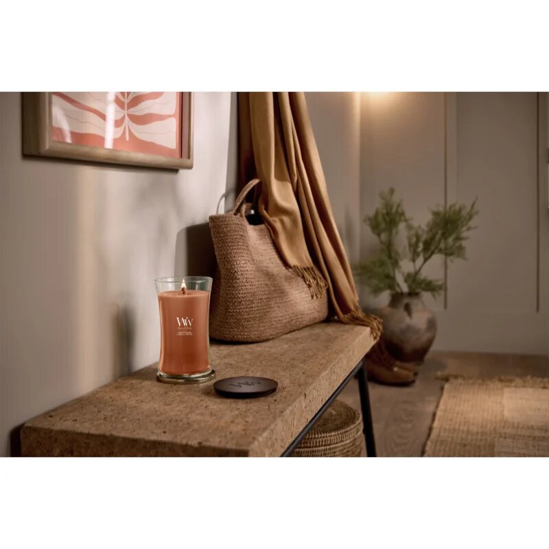 Woodwick Pumpkin Praline dišeča sveča z lesenim stenjem 610 g