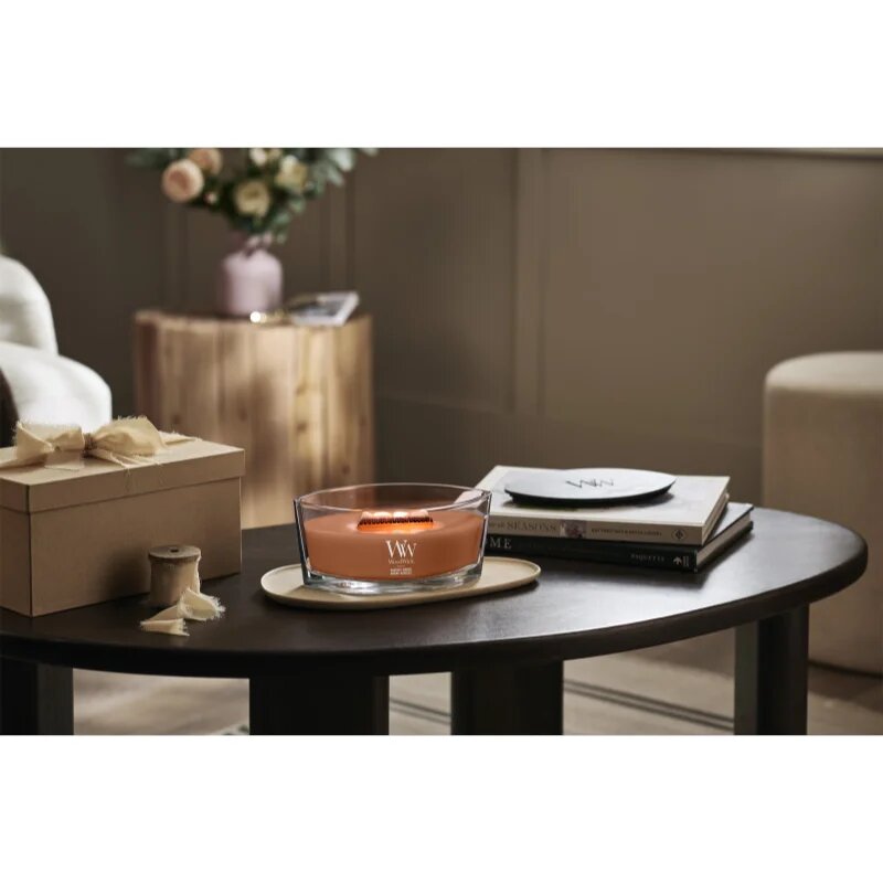 Woodwick Radiant Amber dišeča sveča z lesenim stenjem 453.6 g