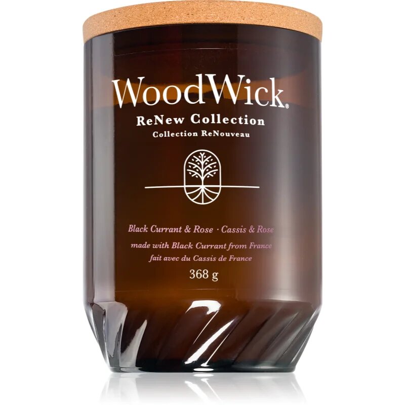 Woodwick Renew Black Currant & Rose dišeča sveča 368 g