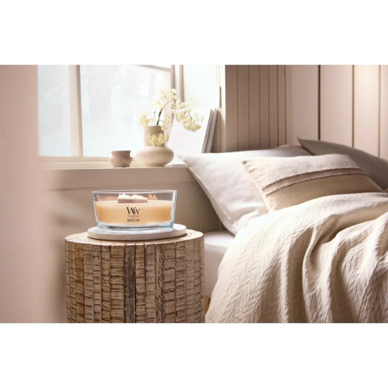Woodwick Tangerine & Citron dišeča sveča z lesenim stenjem 453.6 g