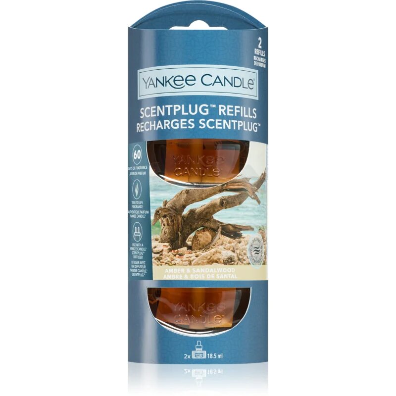 Yankee Candle Amber & Sandalwood nadomestno polnilo za električni difuzor 2x18.5 ml