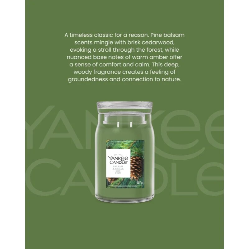 Yankee Candle Balsam & Cedar Fireside dišeča sveča 368 g