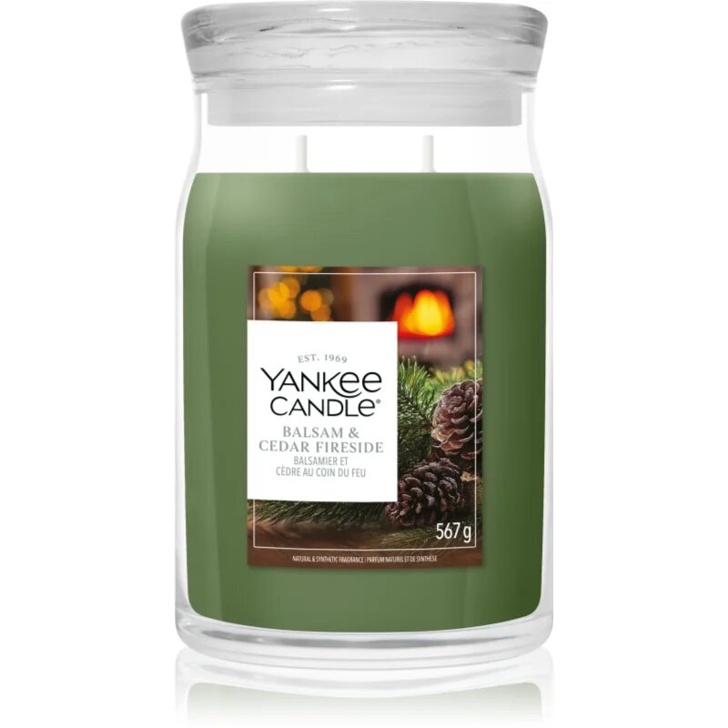 Yankee Candle Balsam & Cedar Fireside dišeča sveča 567 g