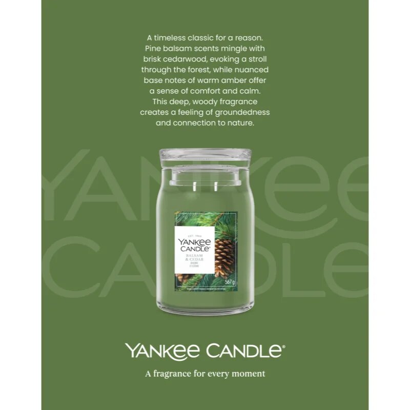 Yankee Candle Balsam & Cedar Fireside dišeča sveča 567 g
