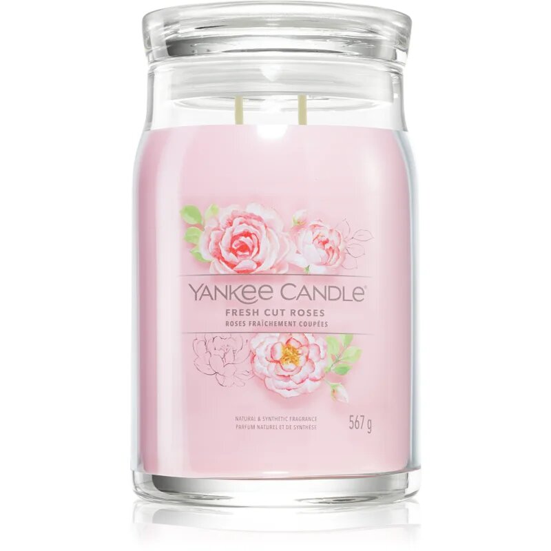 Yankee Candle Fresh Cut Roses dišeča sveča Signature 567 g