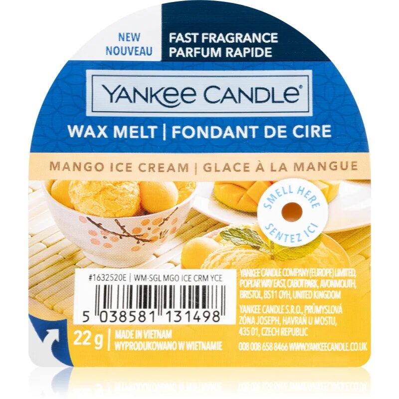Yankee Candle Mango Ice Cream vosek za aroma lučko 22 g