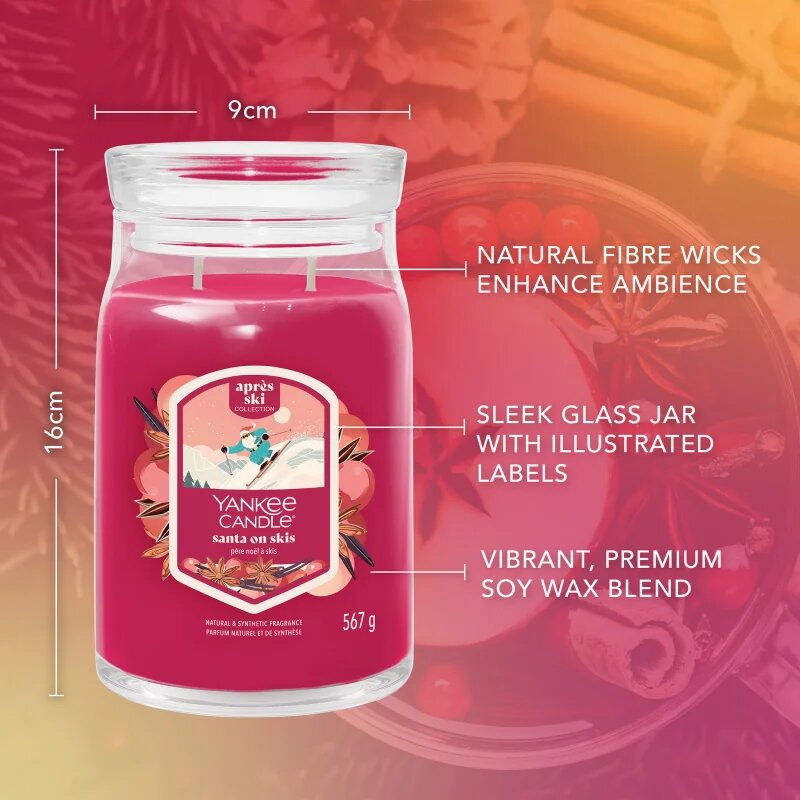 Yankee Candle Santa On Skis dišeča sveča 567 g