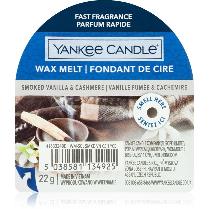 Yankee Candle Smoked Vanilla & Cashmere vosek za aroma lučko 22 g