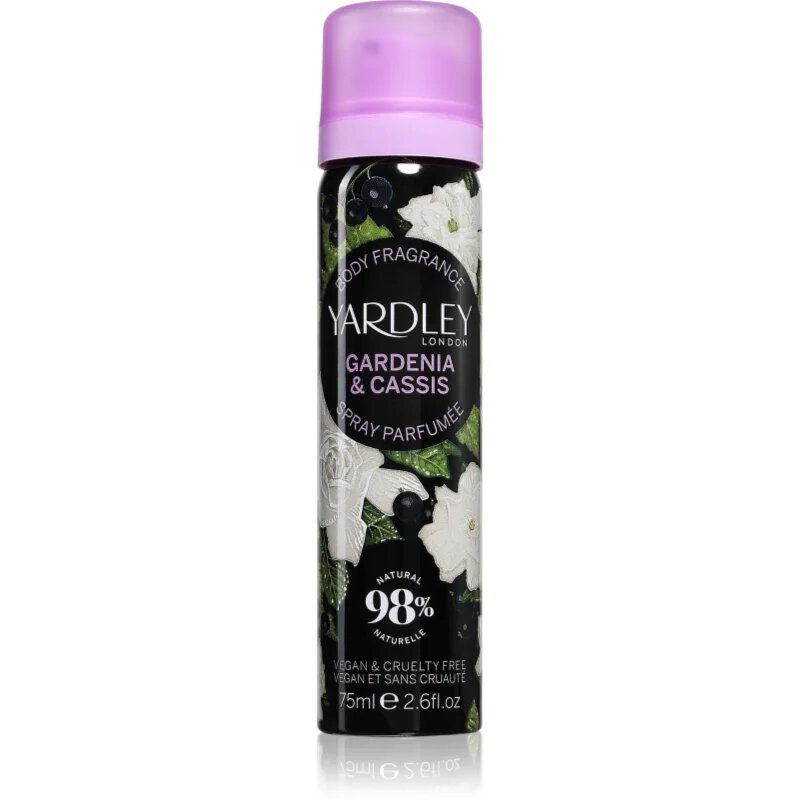 Yardley Gardenia & Cassis pršilo za telo odišavljen za ženske 75 ml
