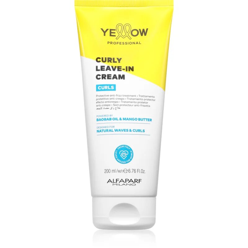 Yellow Professional Curls Curly Leave-in Cream krema brez spiranja za valovite in kodraste lase 200 ml