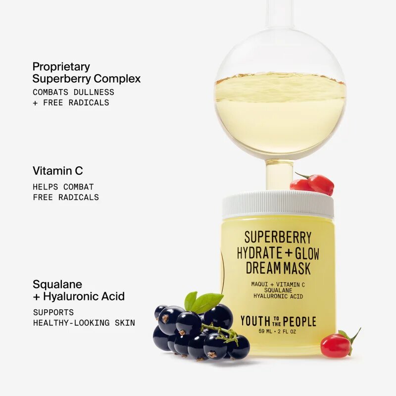Youth To The People Superberry Hydrate + Glow Dream Mask maska za osvetljevanje kože in hidratacijo 59 ml