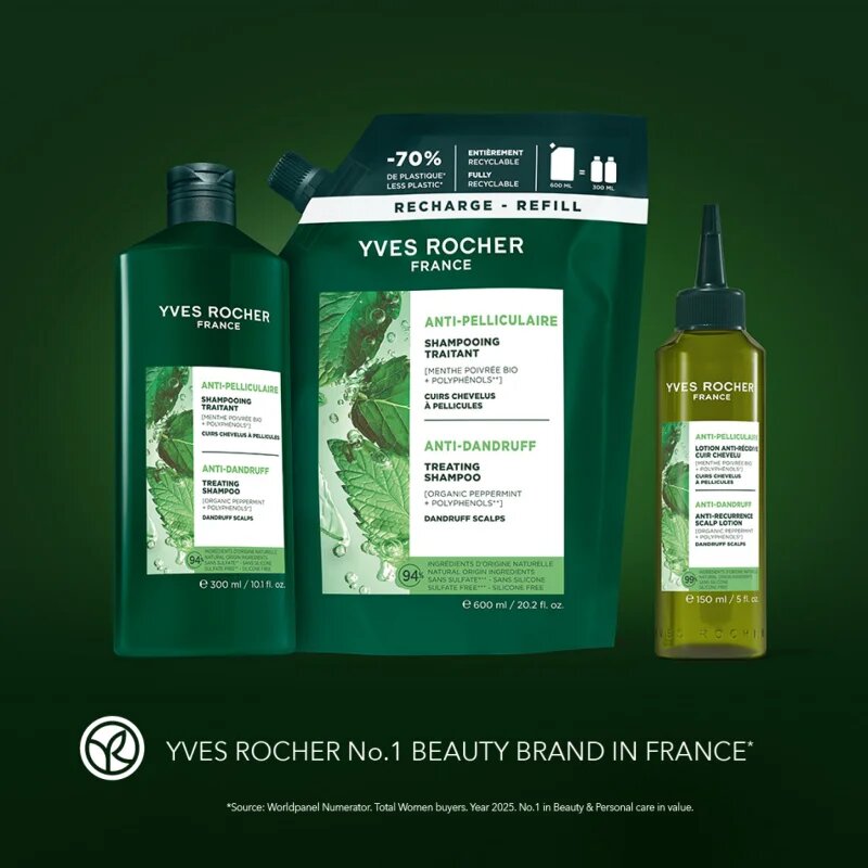 Yves Rocher ANTI-PELLICULAIRE šampon proti prhljaju 600 ml