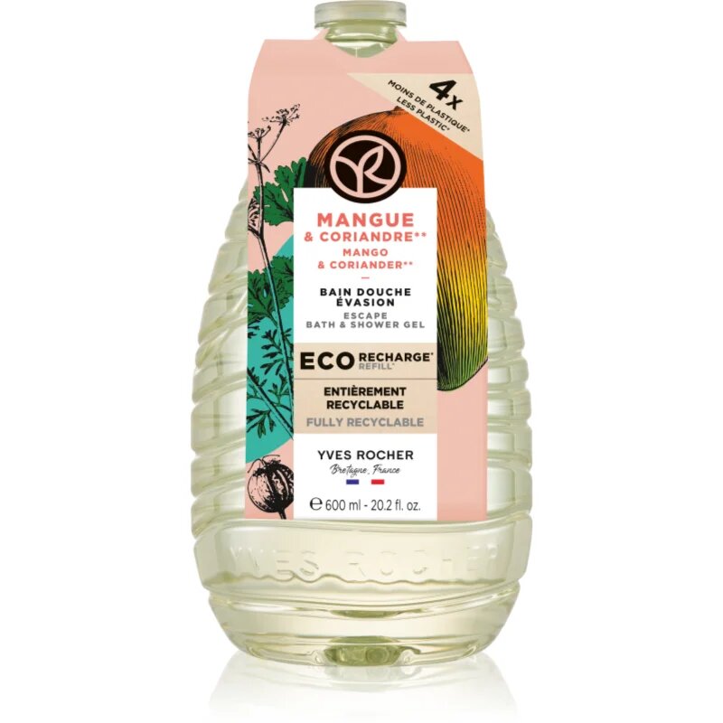 Yves Rocher Bain de Nature gel za prhanje nadomestno polnilo Mango & Coriander 600 ml