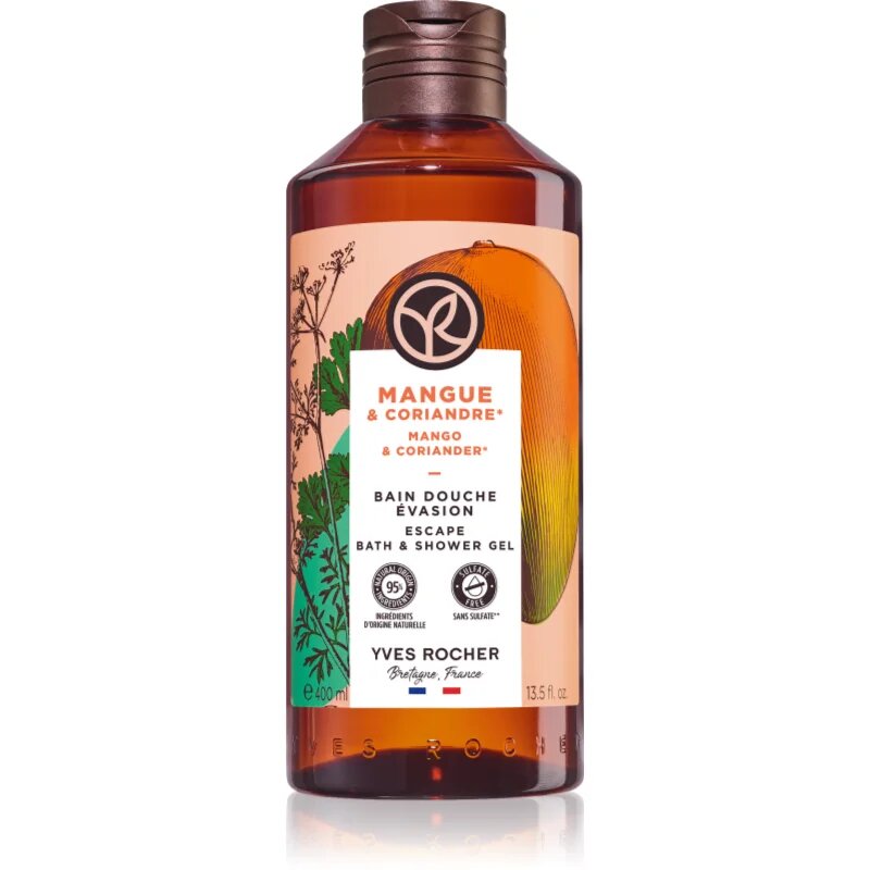 Yves Rocher Bain de Nature osvežujoč gel za prhanje Mango & Coriander 400 ml