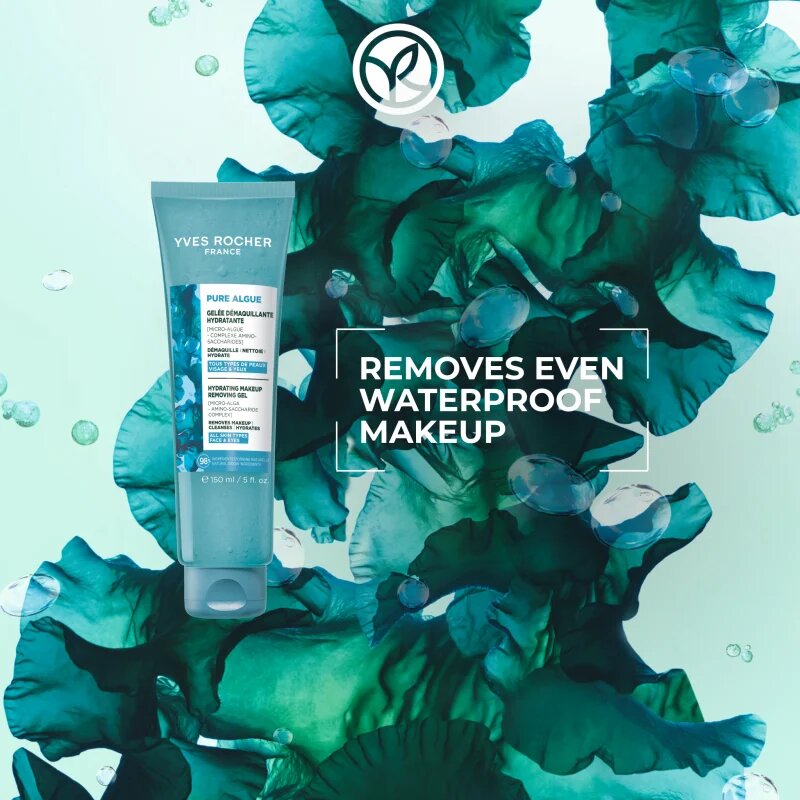 Yves Rocher Pure Algue čistilni gel za odstranjevanje ličil z vlažilnim učinkom 150 ml