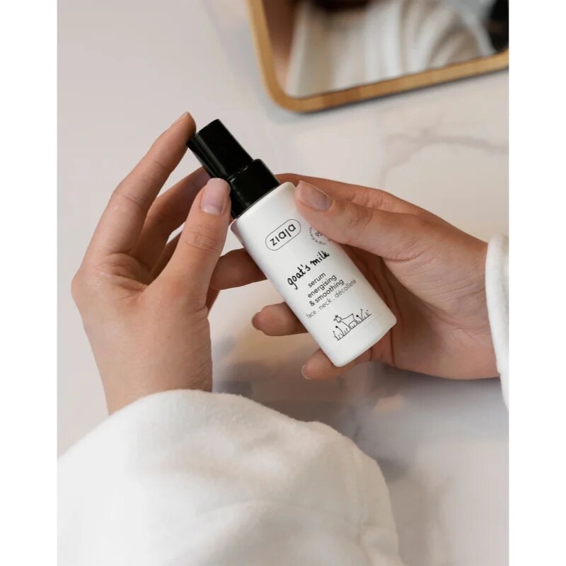 Ziaja Goat's Milk gladilni serum za hidracijo in posvetlitev kože za obraz vrat in dekolte 50 ml