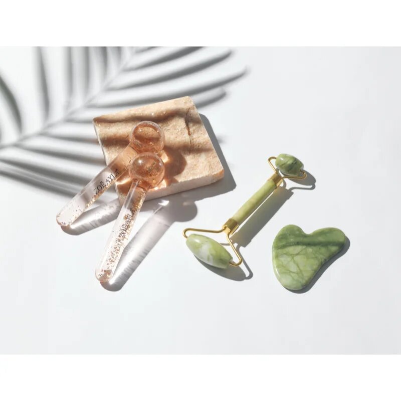 Zoë Ayla Luxurious Jade Crystal Roller valjček za masažo za obraz 1 kos