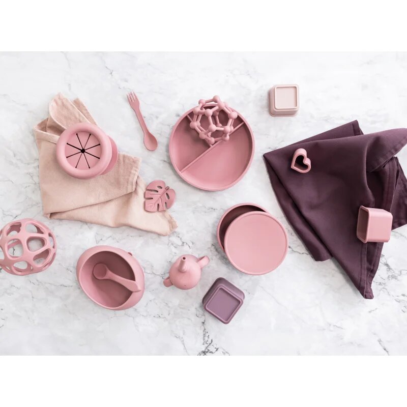 Zopa Silicone Divided Plate deljeni krožnik s priseskom Old Pink 1 kos
