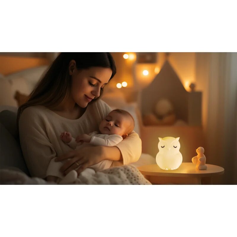 Zopa Silicone LED Lamp with Music Size L nočna lučka z melodijo Owl 1 kos