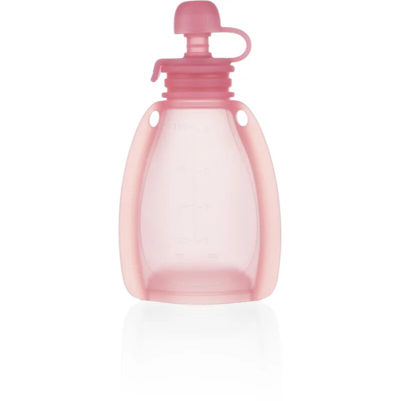 Zopa Silicone Refillable Baby Food Pouch vrečka za hrano 0 m+ Transparent Pink 120 ml