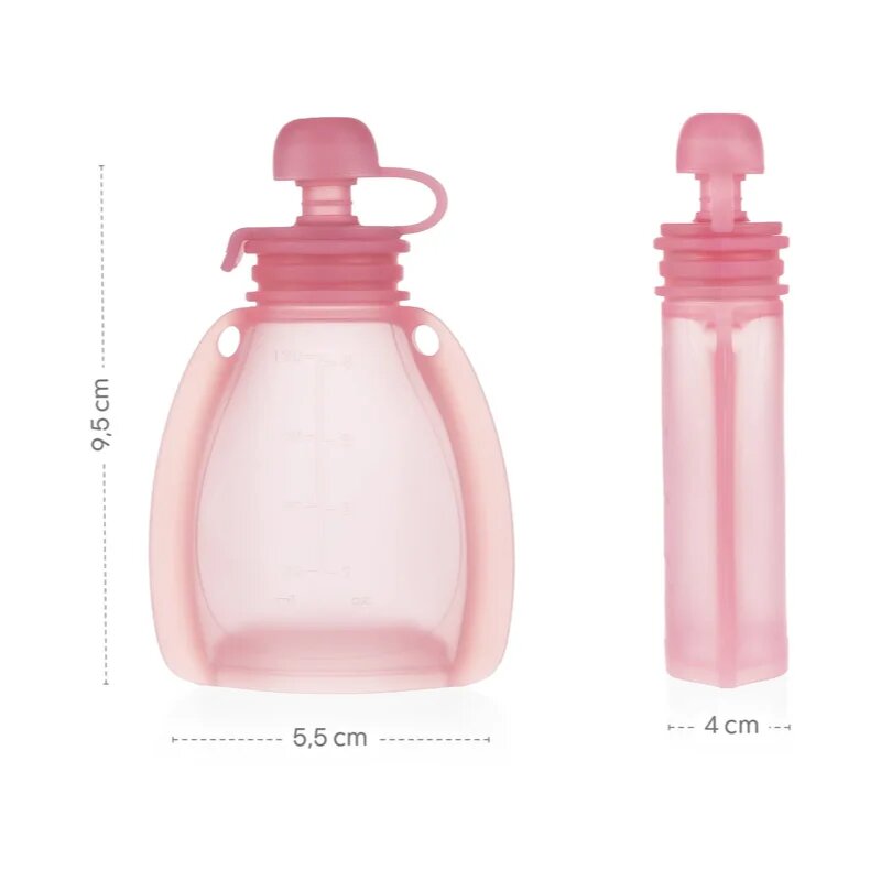 Zopa Silicone Refillable Baby Food Pouch vrečka za hrano 0 m+ Transparent Pink 120 ml