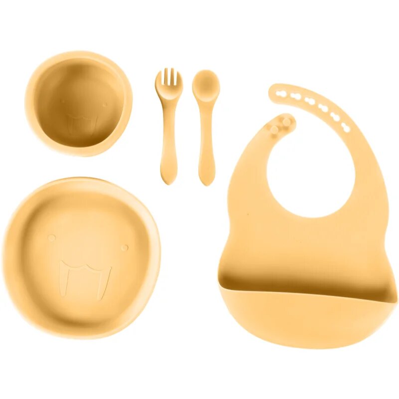 Zopa Silicone Set jedilni set za otroke Mustard Yellow