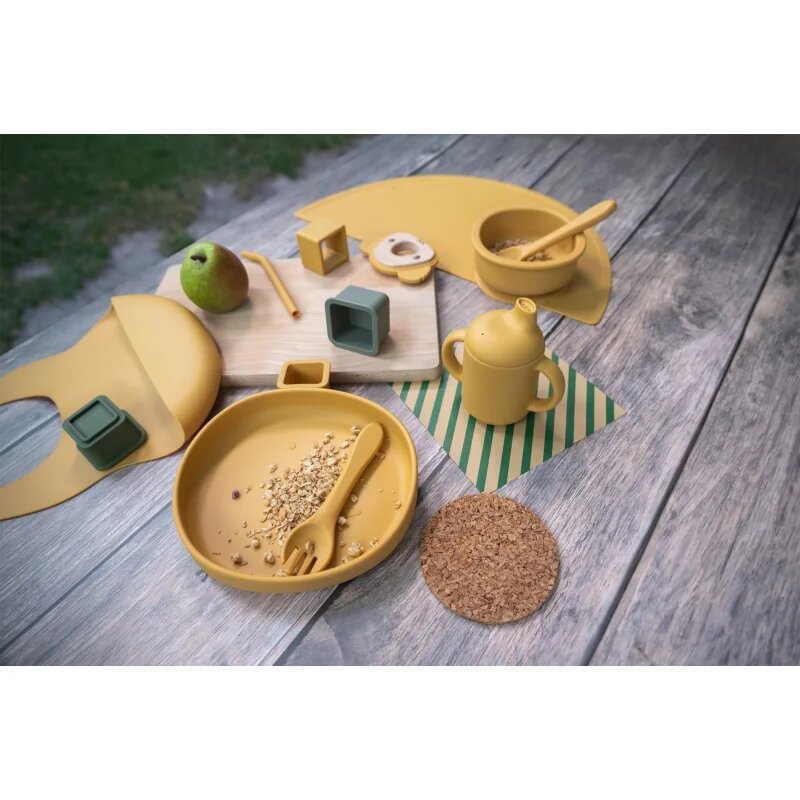 Zopa Silicone Set jedilni set za otroke Mustard Yellow