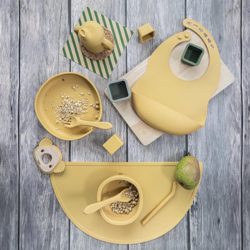 Zopa Silicone Set jedilni set za otroke Mustard Yellow