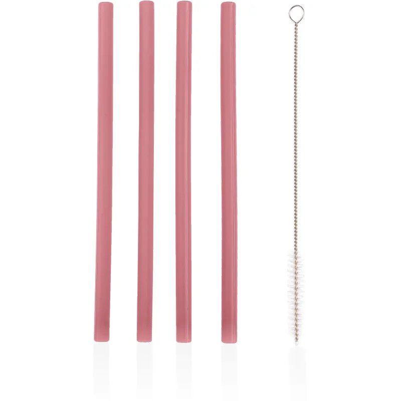 Zopa Silicone Straw silikonska slamica + krtača 6 m+ Old Pink 4 kos