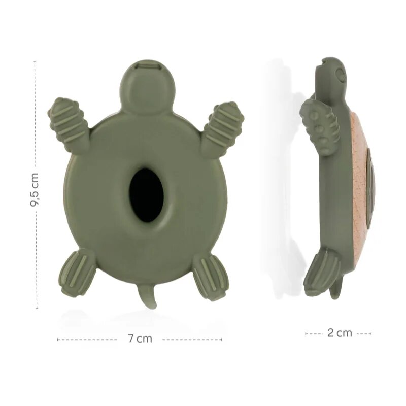 Zopa Silicone Wooden Teether Turtle grizalo 0 m+ Mustard Yellow 1 kos