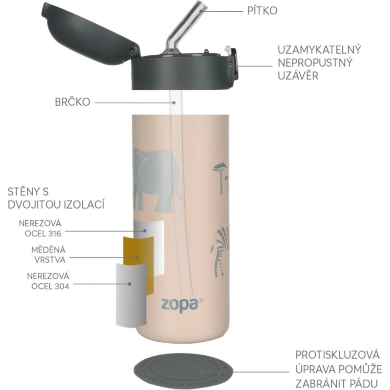 Zopa Thermo Bottle with Drinking Spout termovka s slamico Mountains 1 kos