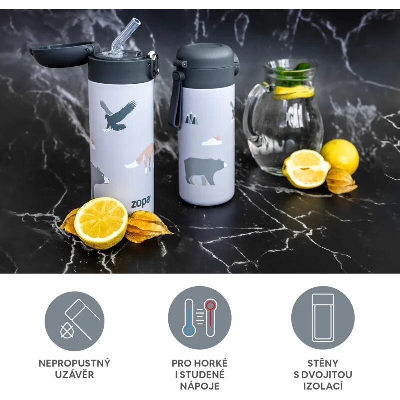 Zopa Thermo Bottle with Drinking Spout termovka s slamico Safari 1 kos