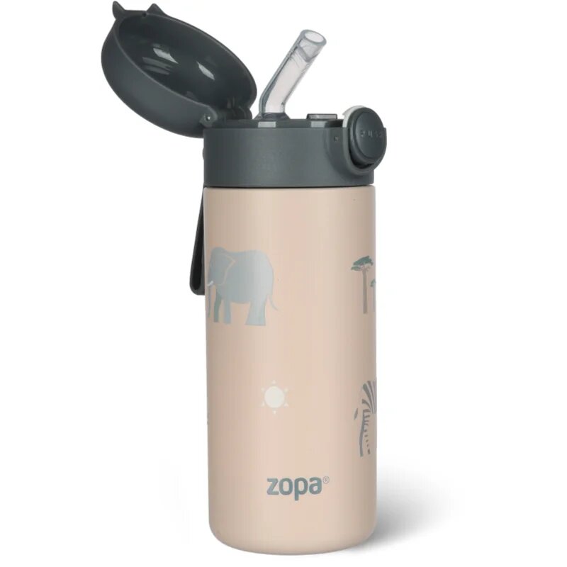 Zopa Thermo Bottle with Silicone Holder and Drinking Spout termovka s slamico Safari 1 kos