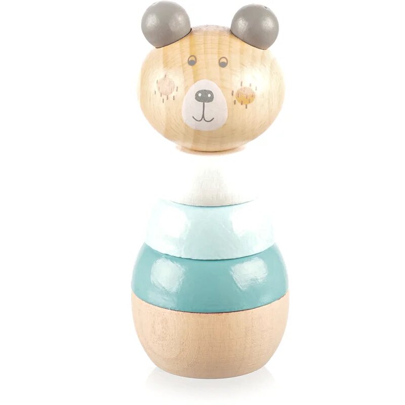 Zopa Wooden Rings Toy animal natikanka z motivom živali iz lesa Bear 1 kos