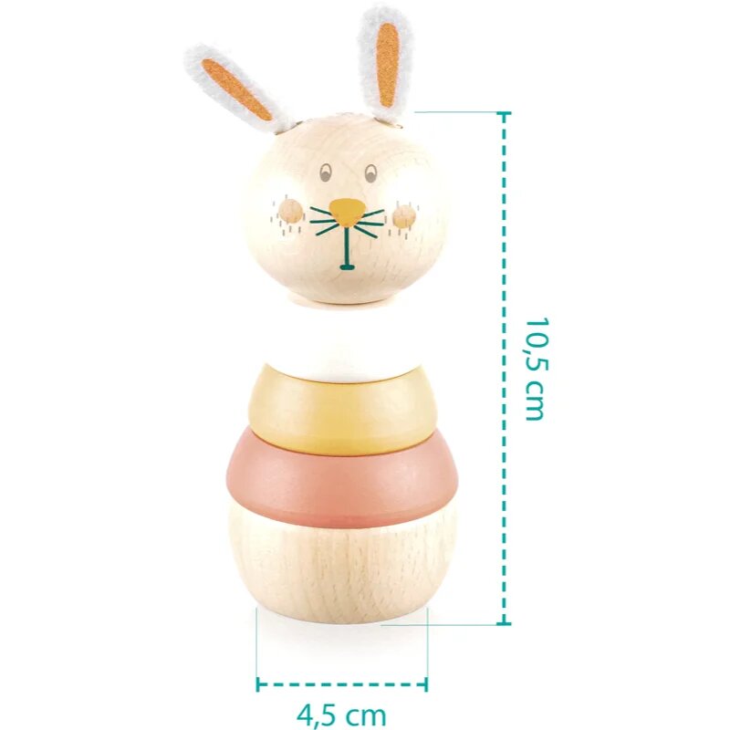 Zopa Wooden Rings Toy animal natikanka z motivom živali iz lesa Bear 1 kos