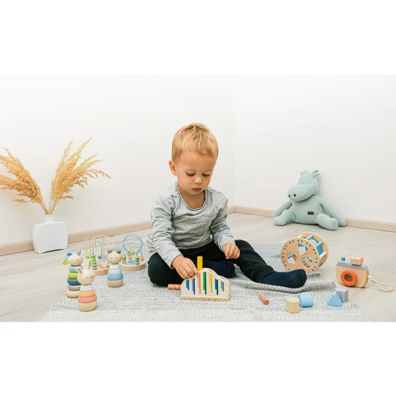 Zopa Wooden Rings Toy animal natikanka z motivom živali iz lesa Bear 1 kos